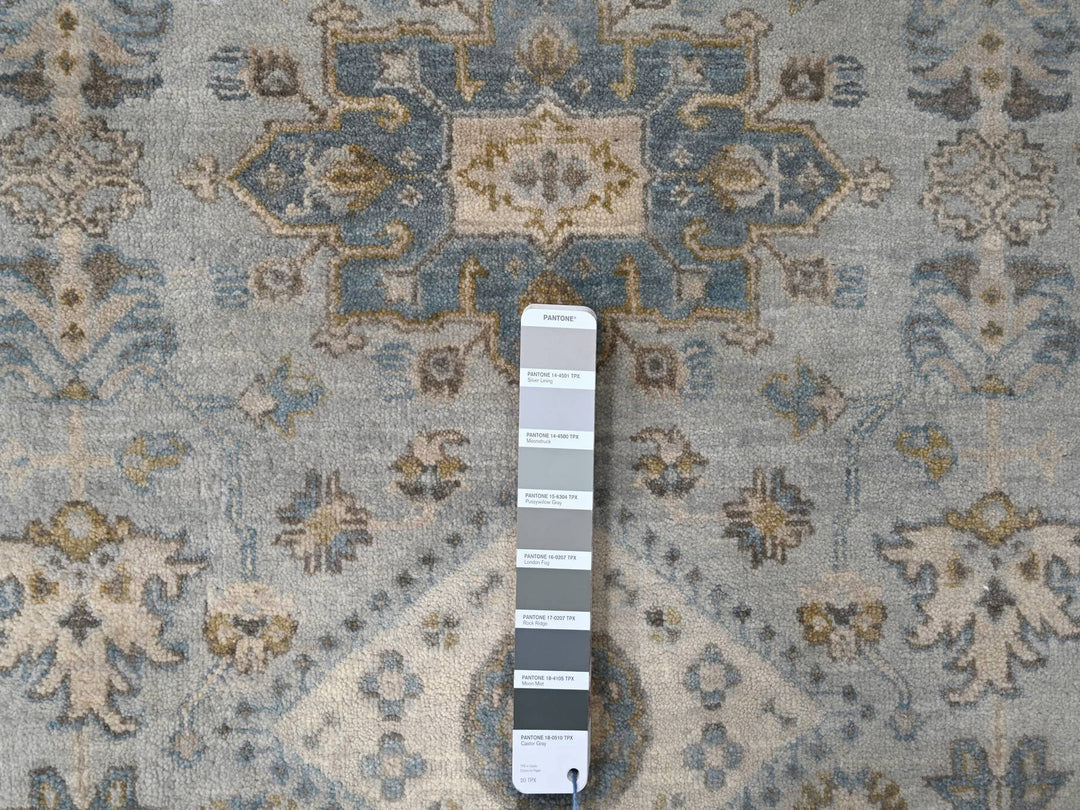 8'0" x 8'0" New Hand Knotted Grey Wool Round Oriental Rug - MOA10284746