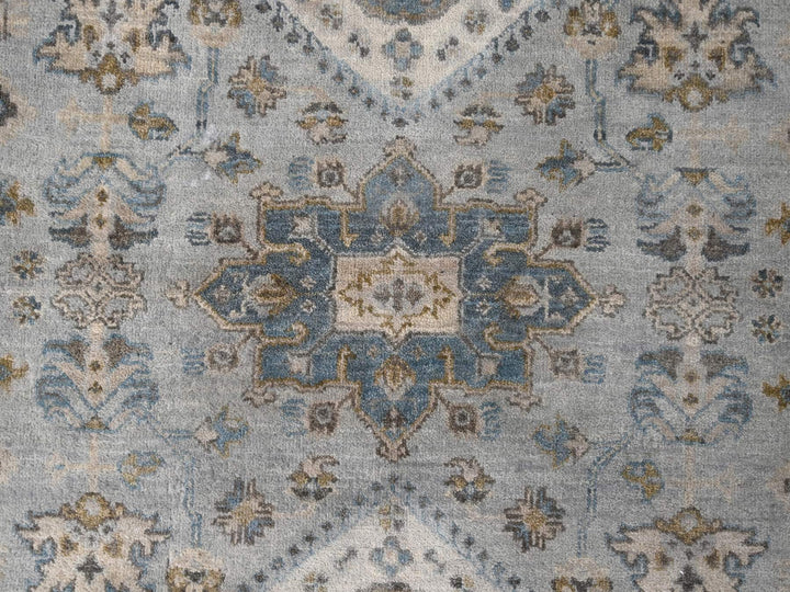 8'0" x 8'0" New Hand Knotted Grey Wool Round Oriental Rug - MOA10284746