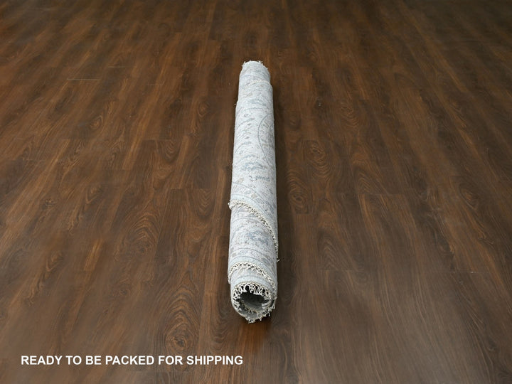 8'0" x 8'0" New Hand Knotted Grey Wool Round Oriental Rug - MOA10284746