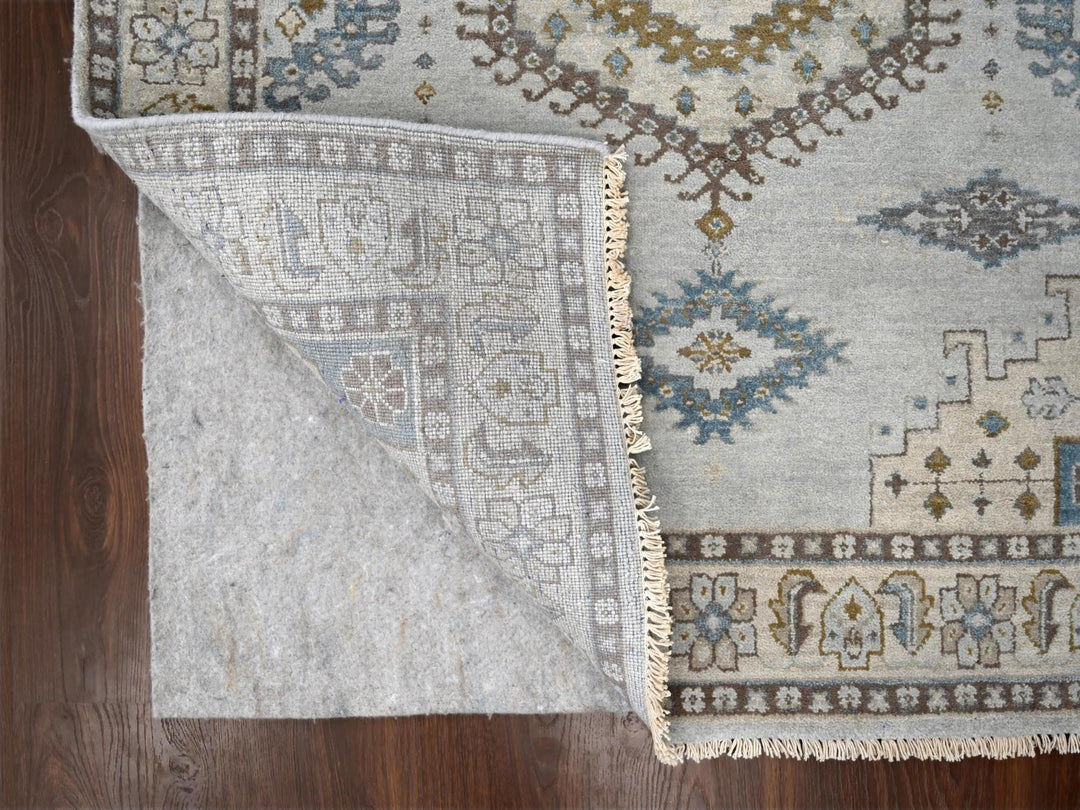 4'0" x 10'1" New Hand Knotted Grey Wool Runner Oriental Rug - MOA10284759