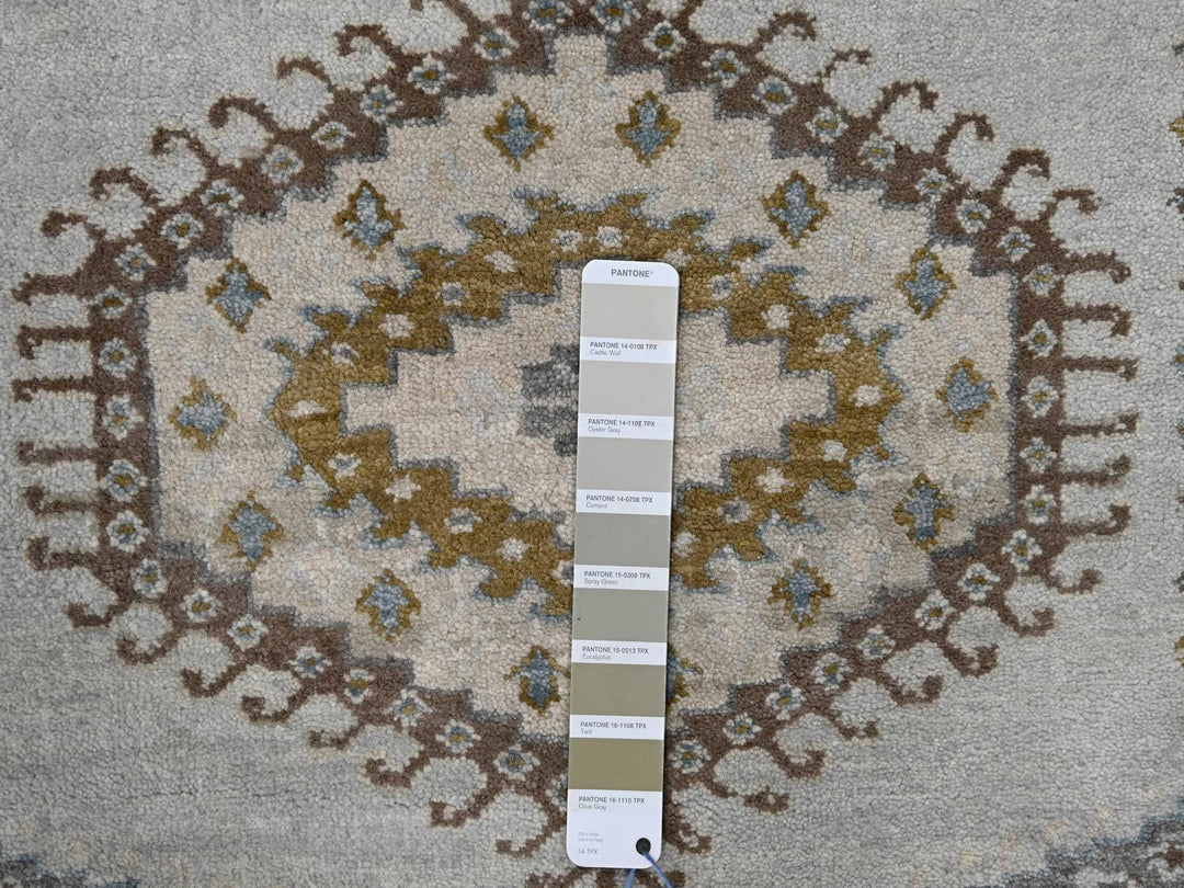 4'0" x 10'1" New Hand Knotted Grey Wool Runner Oriental Rug - MOA10284759