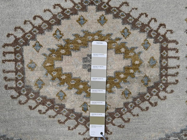 4'0" x 10'1" New Hand Knotted Grey Wool Runner Oriental Rug - MOA10284759