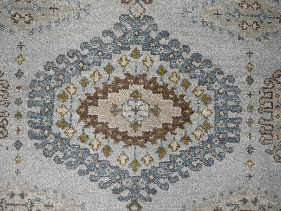 4'0" x 10'1" New Hand Knotted Grey Wool Runner Oriental Rug - MOA10284759