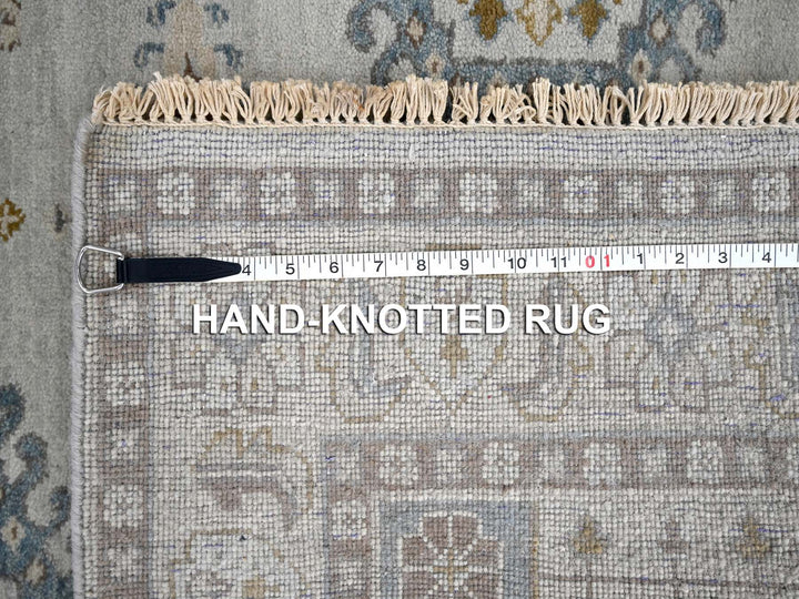 4'0" x 10'1" New Hand Knotted Grey Wool Runner Oriental Rug - MOA10284759