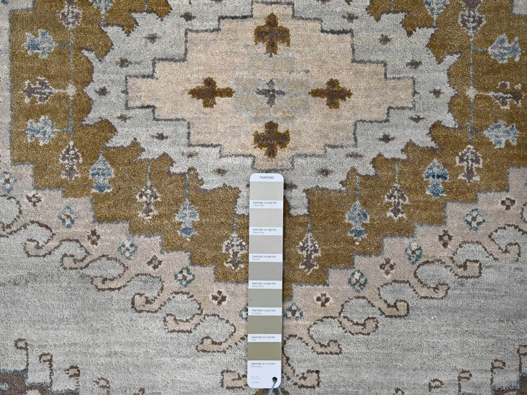 9'1" x 11'11" New Hand Knotted Grey Wool Rectangle Oriental Rug - MOA10284760