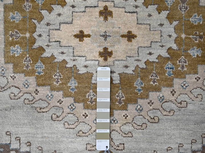 9'1" x 11'11" New Hand Knotted Grey Wool Rectangle Oriental Rug - MOA10284760