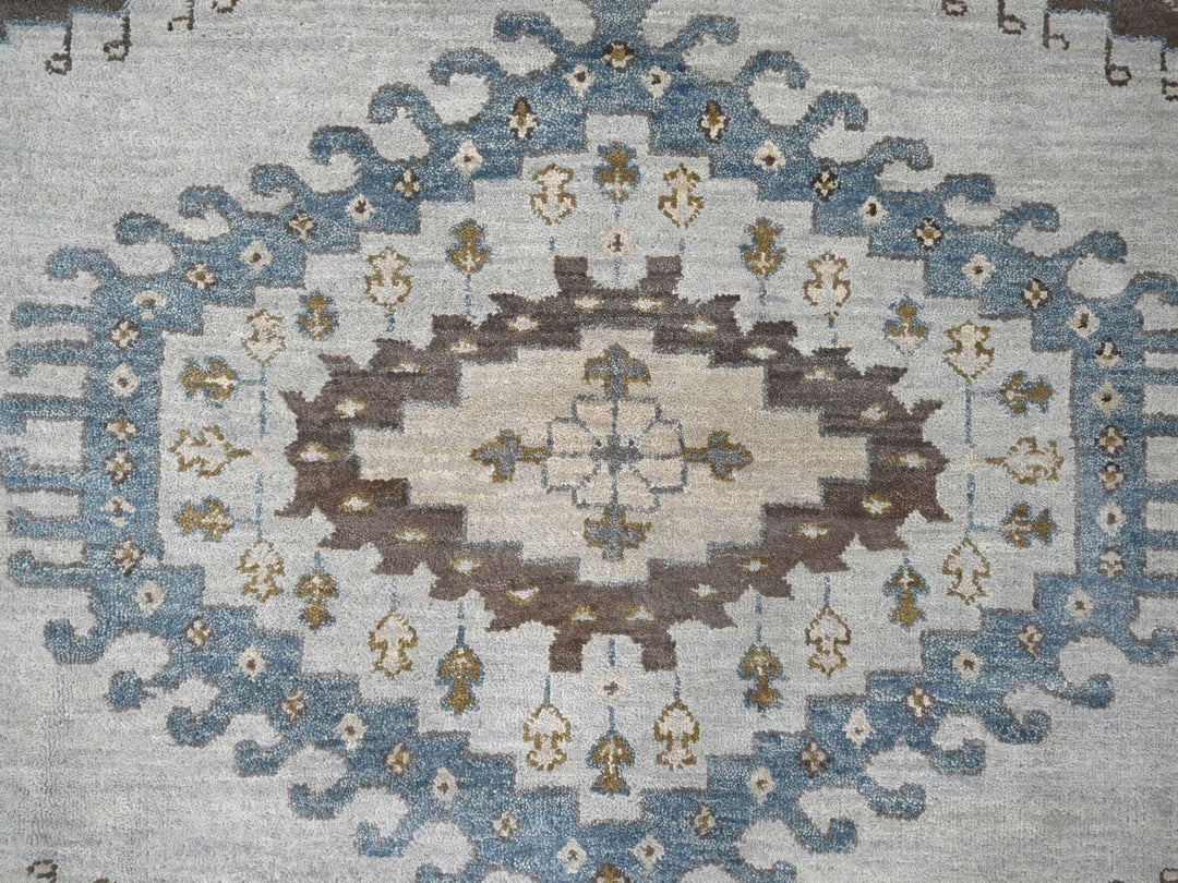 9'1" x 11'11" New Hand Knotted Grey Wool Rectangle Oriental Rug - MOA10284760