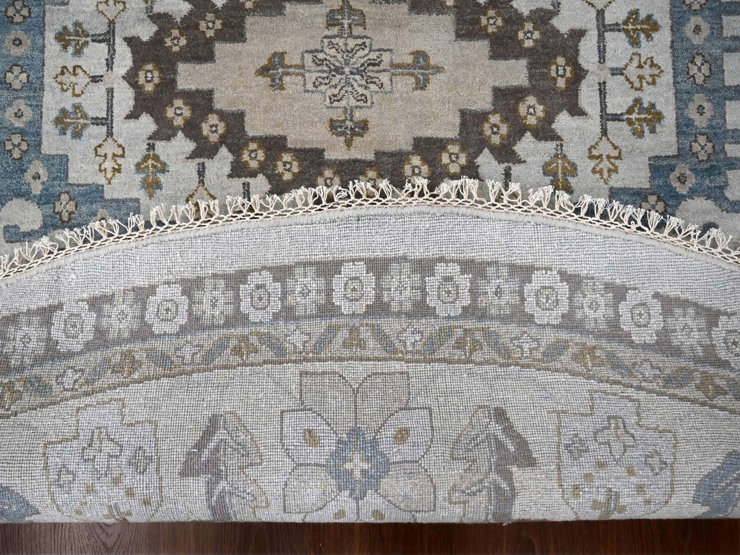 12'0" x 12'0" New Hand Knotted Grey Wool Round Oriental Rug - MOA10284762