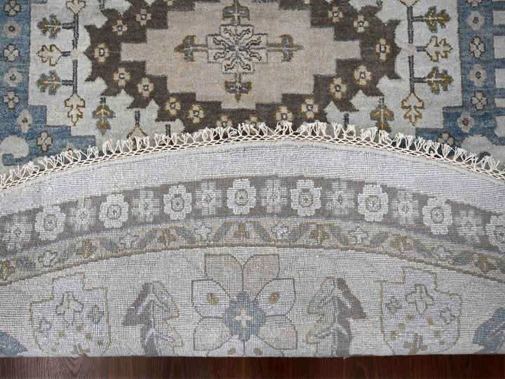 12'0" x 12'0" New Hand Knotted Grey Wool Round Oriental Rug - MOA10284762