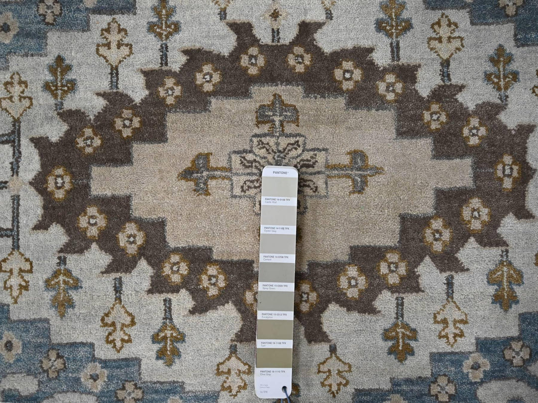 12'0" x 12'0" New Hand Knotted Grey Wool Round Oriental Rug - MOA10284762