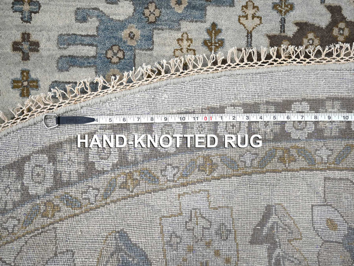 12'0" x 12'0" New Hand Knotted Grey Wool Round Oriental Rug - MOA10284762