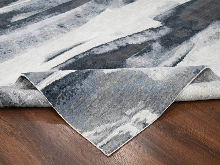 8'10" x 11'9" New Hand Knotted Black Wool Rectangle Oriental Rug - MOA10284764