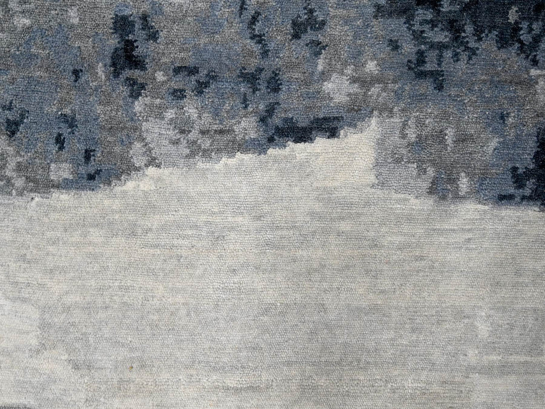 8'10" x 11'9" New Hand Knotted Black Wool Rectangle Oriental Rug - MOA10284764