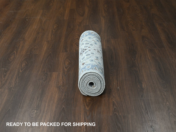 2'6" x 9'10" New Hand Knotted Grey Wool Runner Oriental Rug - MOA10284786