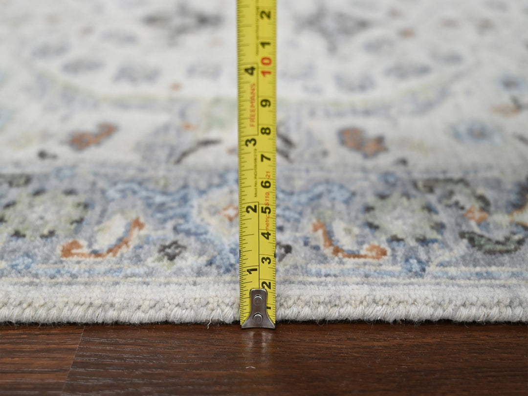 2'6" x 9'10" New Hand Knotted Grey Wool Runner Oriental Rug - MOA10284786