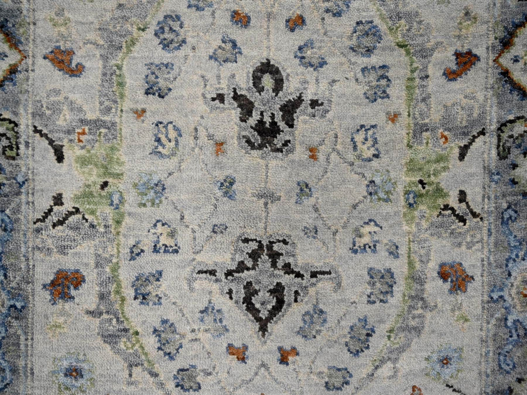 2'6" x 19'9" New Hand Knotted Grey Wool Runner Oriental Rug - MOA10284792
