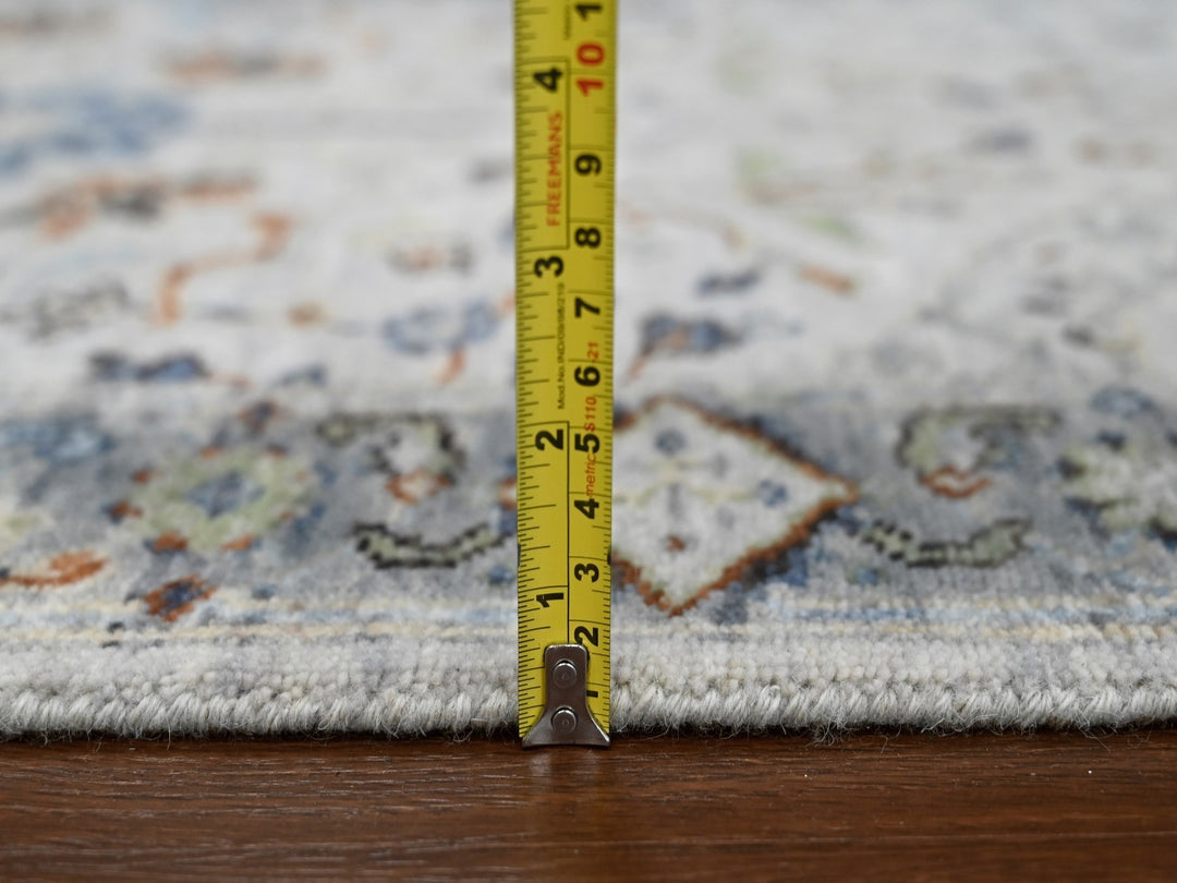 2'6" x 19'9" New Hand Knotted Grey Wool Runner Oriental Rug - MOA10284792