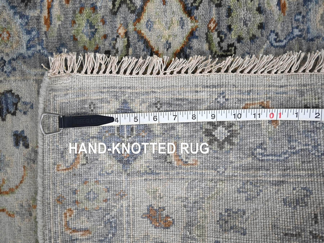 2'6" x 19'9" New Hand Knotted Grey Wool Runner Oriental Rug - MOA10284792
