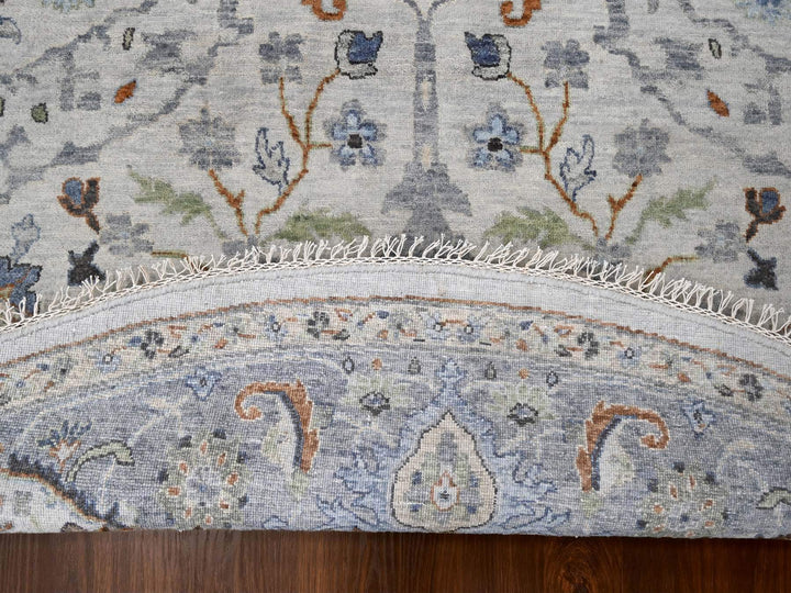 9'10" x 9'10" New Hand Knotted Grey Wool Round Oriental Rug - MOA10284794
