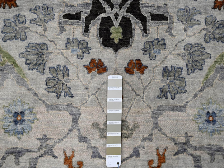 9'10" x 9'10" New Hand Knotted Grey Wool Round Oriental Rug - MOA10284794