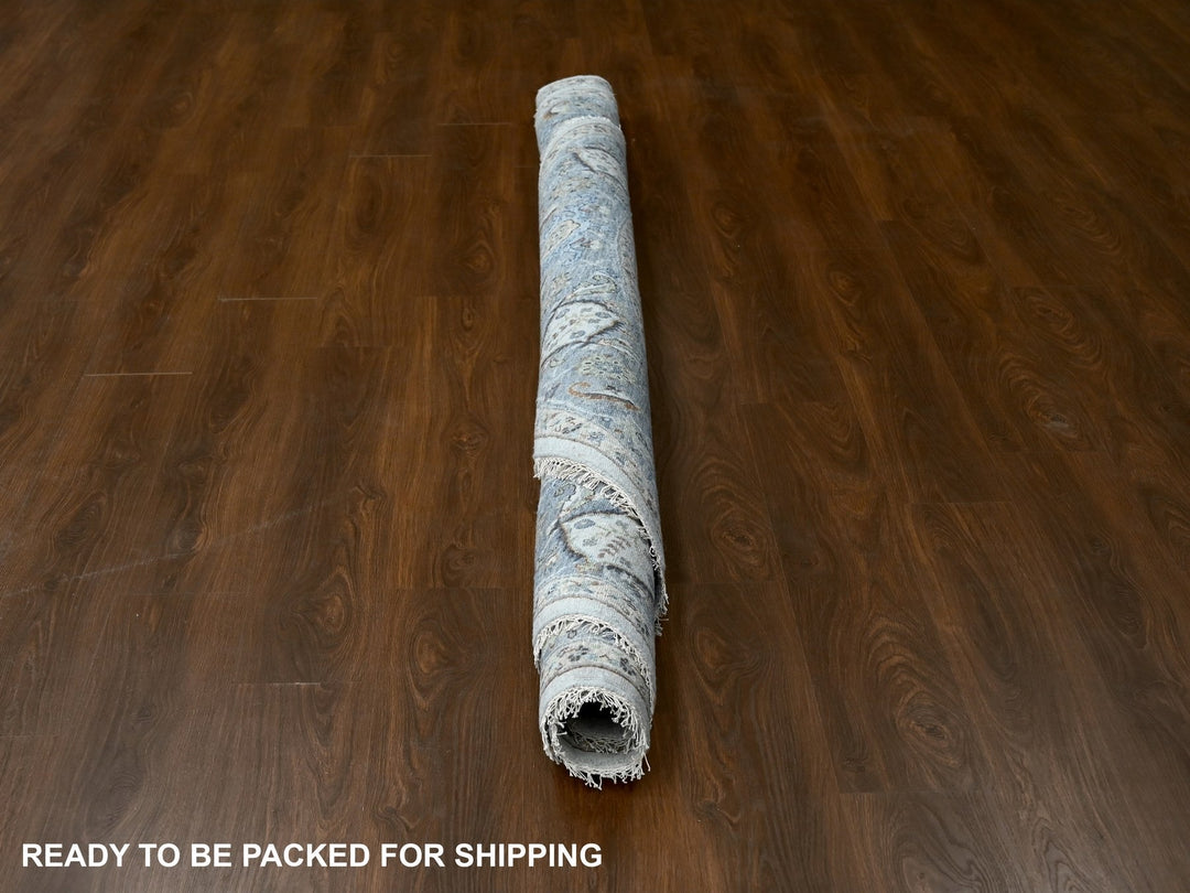 9'10" x 9'10" New Hand Knotted Grey Wool Round Oriental Rug - MOA10284794