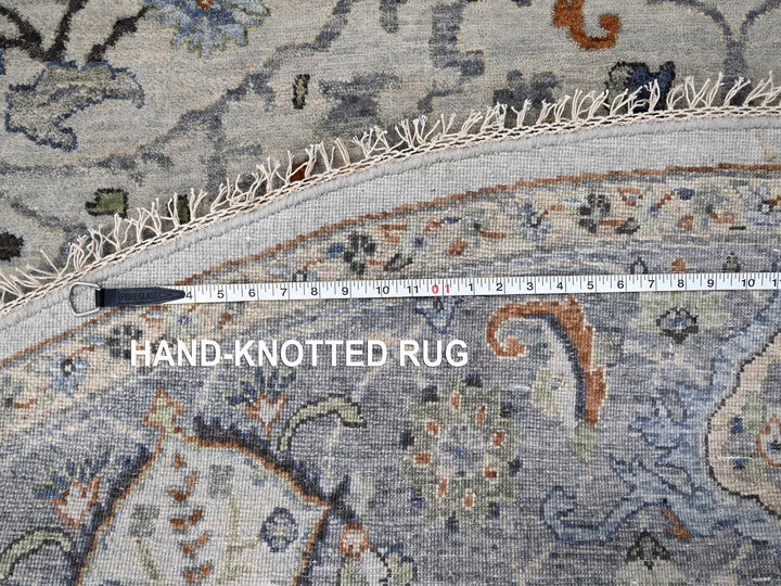 9'10" x 9'10" New Hand Knotted Grey Wool Round Oriental Rug - MOA10284794