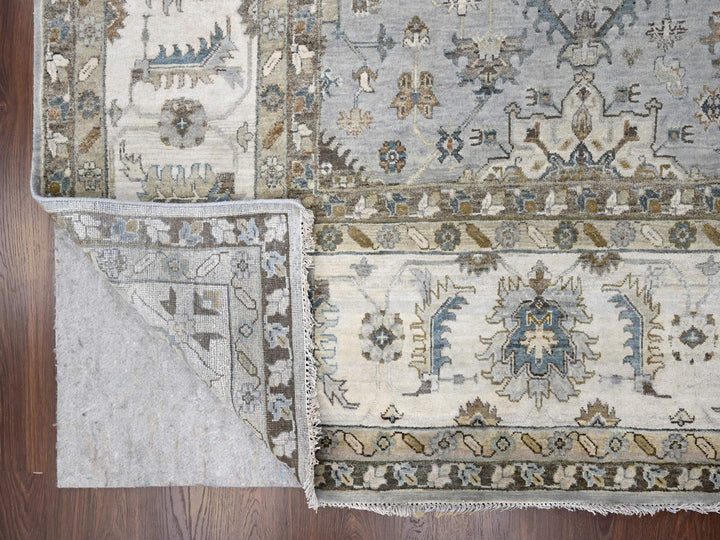 10'11" x 11'1" New Hand Knotted Grey Wool Square Oriental Rug - MOA10284798