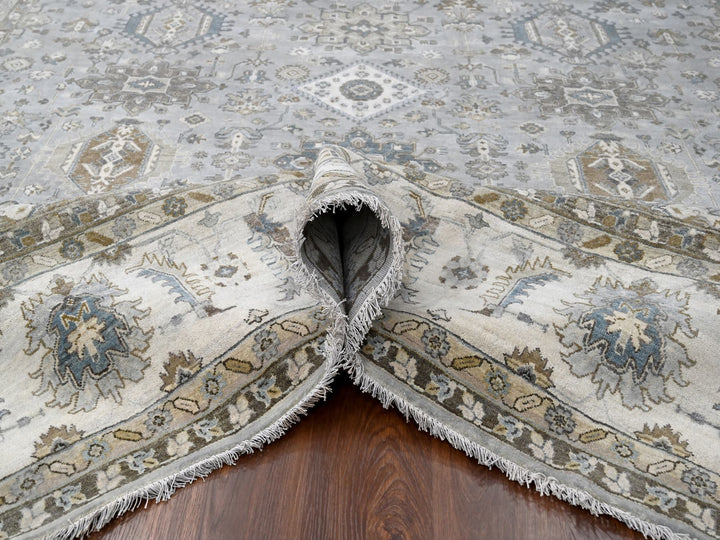 10'11" x 11'1" New Hand Knotted Grey Wool Square Oriental Rug - MOA10284798