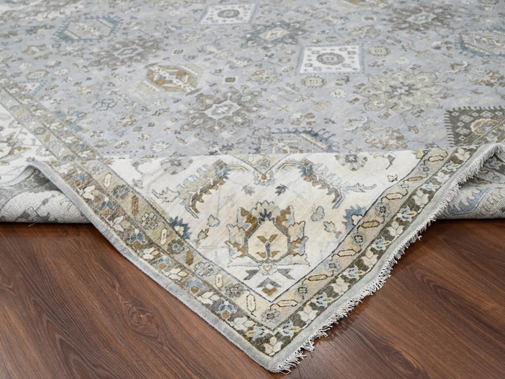 10'11" x 11'1" New Hand Knotted Grey Wool Square Oriental Rug - MOA10284798