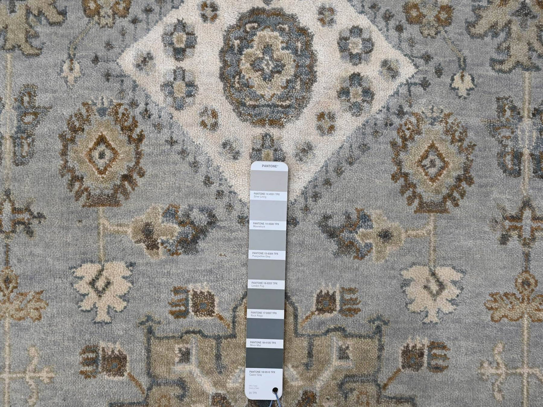 10'11" x 11'1" New Hand Knotted Grey Wool Square Oriental Rug - MOA10284798