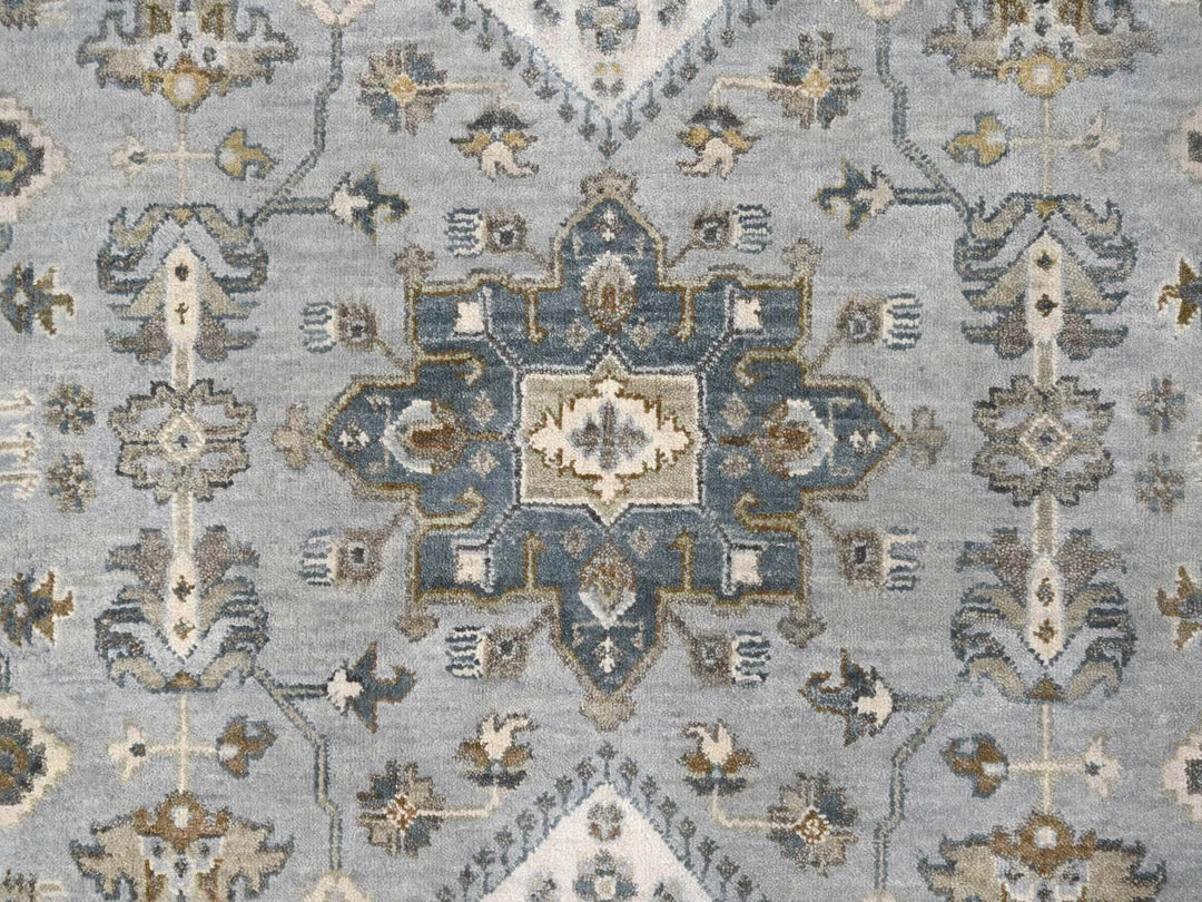 10'11" x 11'1" New Hand Knotted Grey Wool Square Oriental Rug - MOA10284798