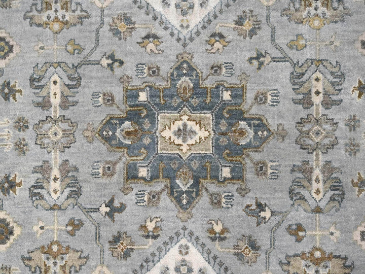 10'11" x 11'1" New Hand Knotted Grey Wool Square Oriental Rug - MOA10284798