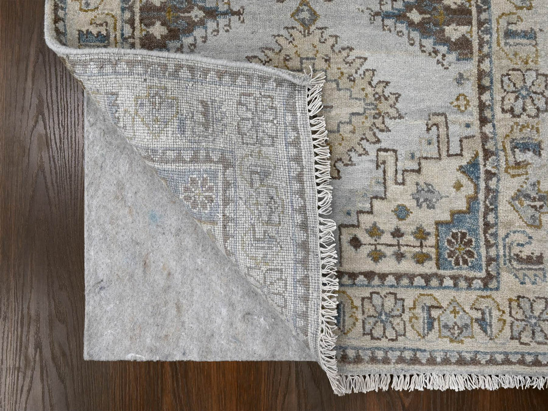 2'8" x 10'1" New Hand Knotted Grey Wool Runner Oriental Rug - MOA10284801