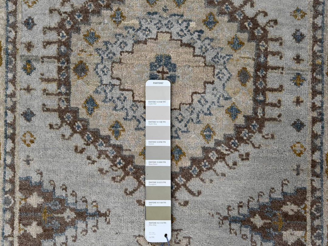 2'8" x 10'1" New Hand Knotted Grey Wool Runner Oriental Rug - MOA10284801