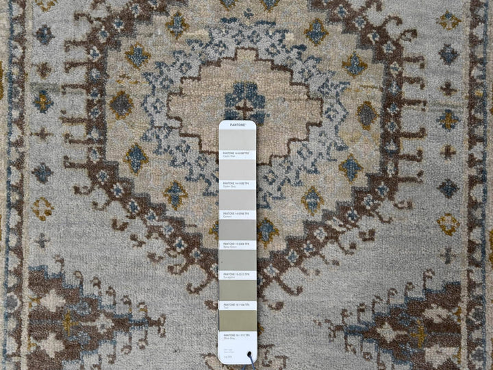 2'8" x 10'1" New Hand Knotted Grey Wool Runner Oriental Rug - MOA10284801