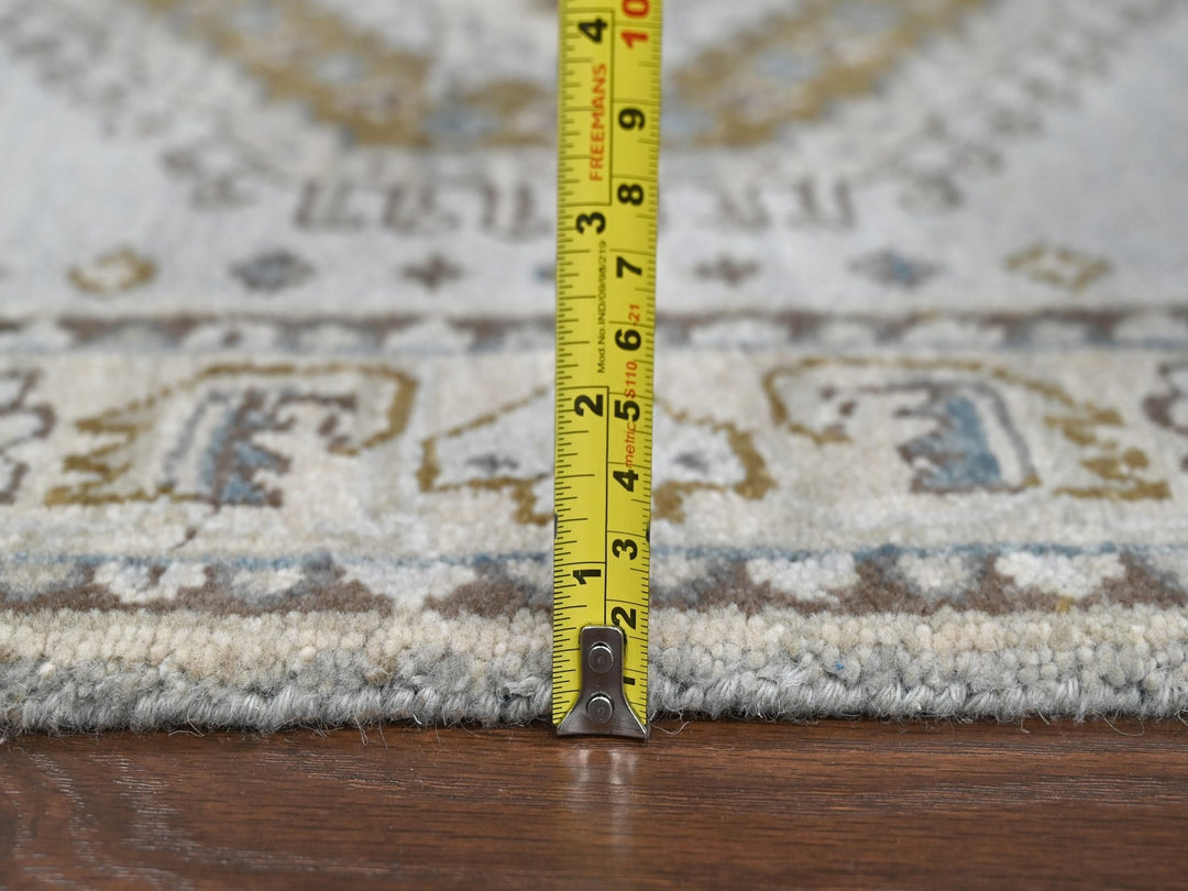 2'8" x 10'1" New Hand Knotted Grey Wool Runner Oriental Rug - MOA10284801