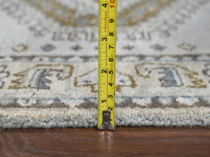 2'8" x 10'1" New Hand Knotted Grey Wool Runner Oriental Rug - MOA10284801