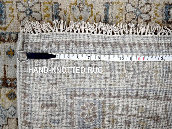2'8" x 10'1" New Hand Knotted Grey Wool Runner Oriental Rug - MOA10284801