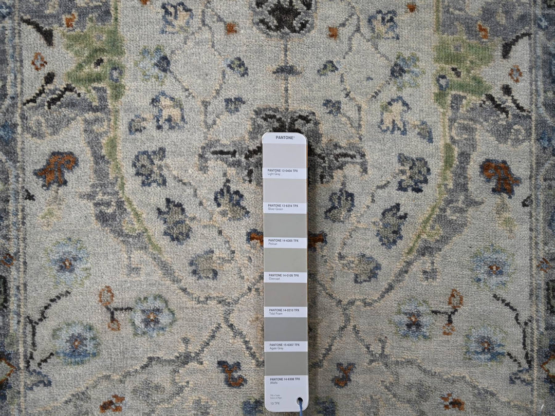 2'7" x 21'8" New Hand Knotted Grey Wool Runner Oriental Rug - MOA10284808