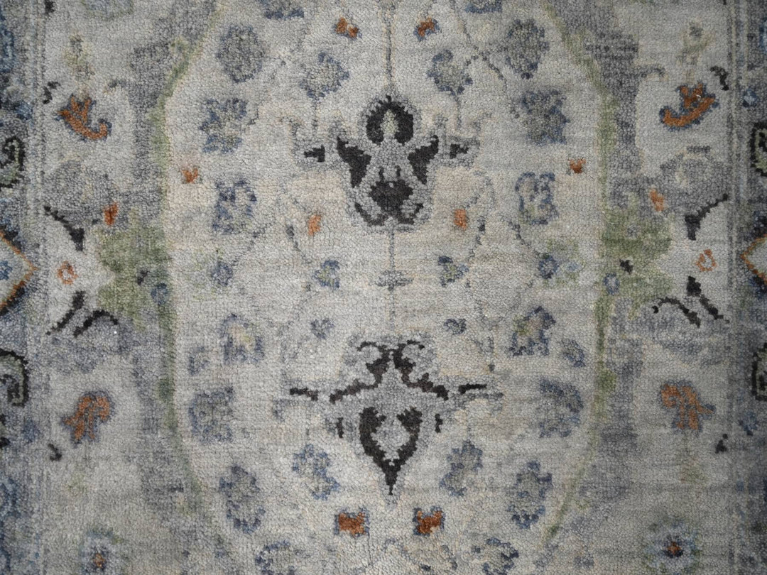 2'7" x 21'8" New Hand Knotted Grey Wool Runner Oriental Rug - MOA10284808