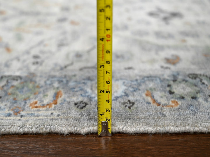 2'7" x 21'8" New Hand Knotted Grey Wool Runner Oriental Rug - MOA10284808