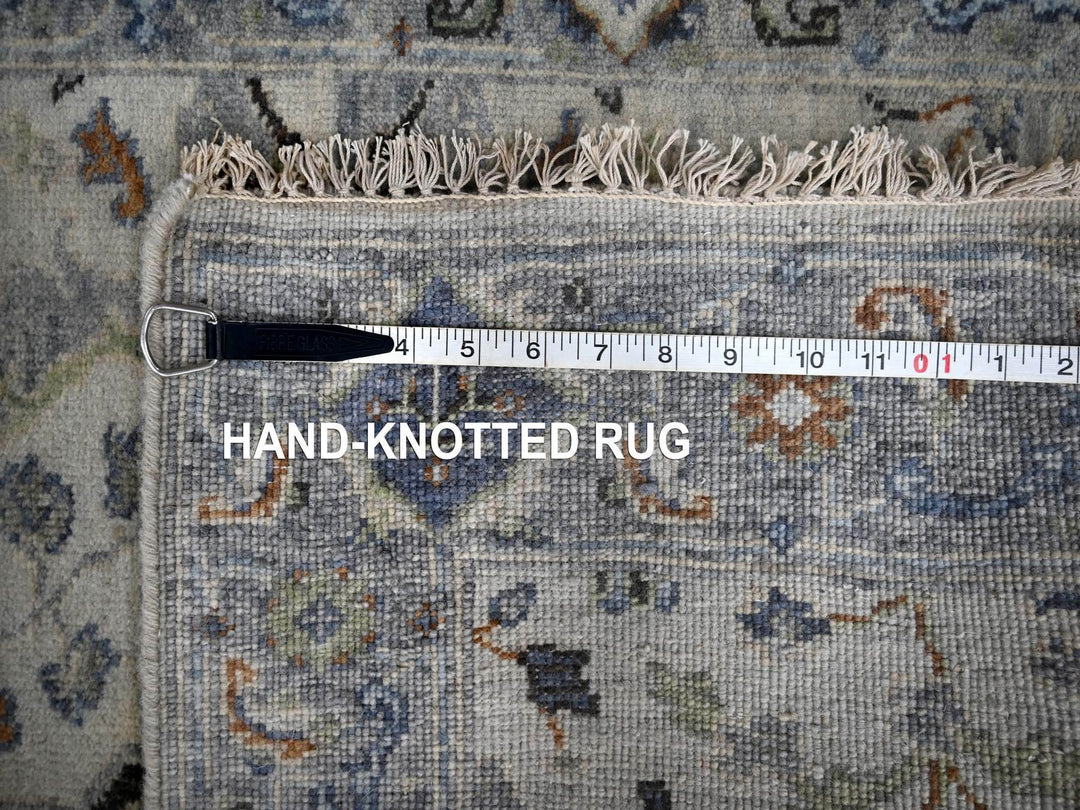 2'7" x 21'8" New Hand Knotted Grey Wool Runner Oriental Rug - MOA10284808