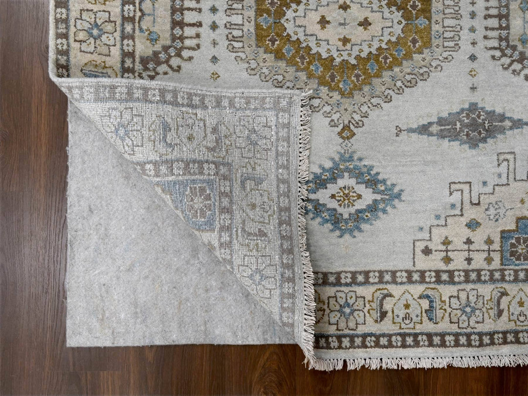 4'3" x 12'0" New Hand Knotted Grey Wool Runner Oriental Rug - MOA10284818