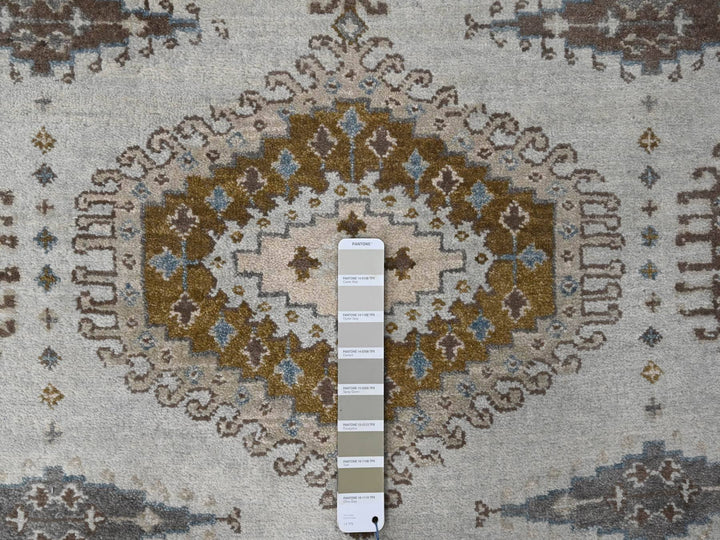 4'3" x 12'0" New Hand Knotted Grey Wool Runner Oriental Rug - MOA10284818