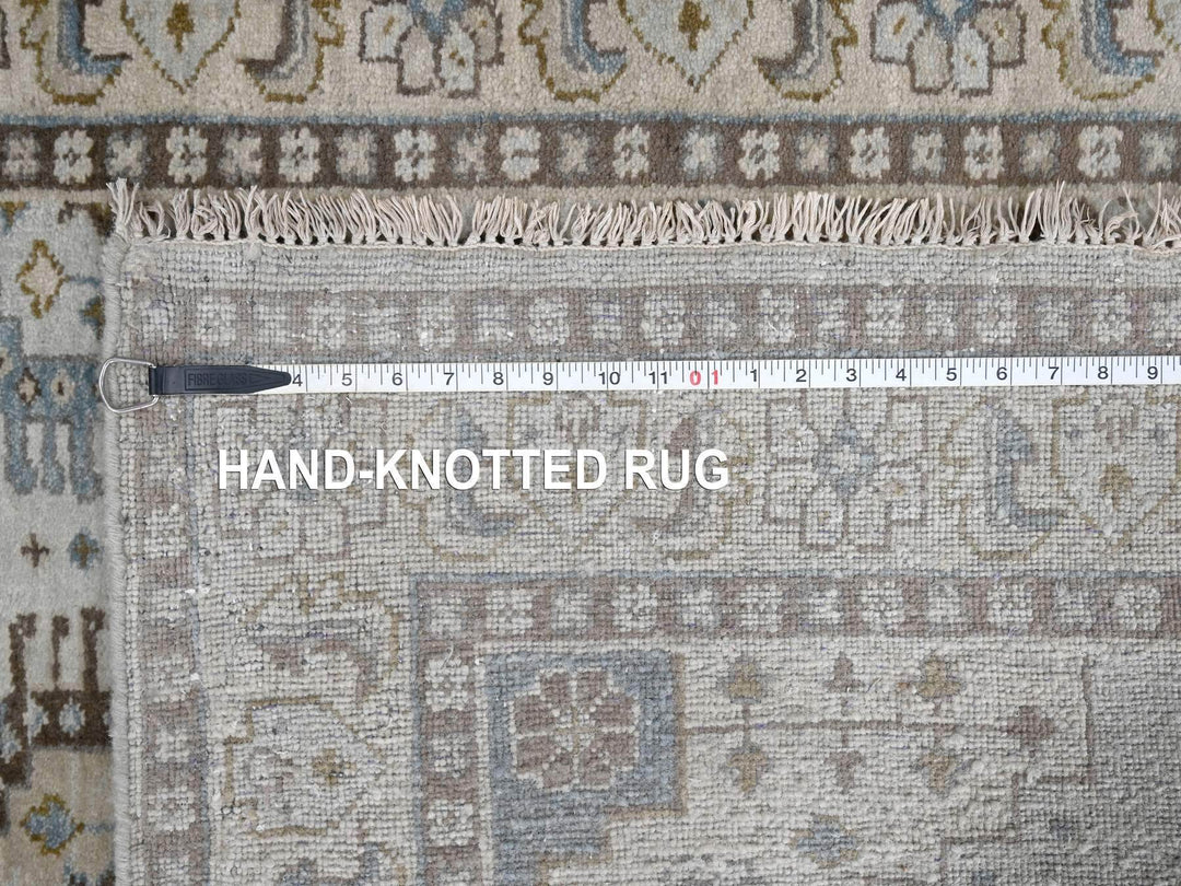 4'3" x 12'0" New Hand Knotted Grey Wool Runner Oriental Rug - MOA10284818