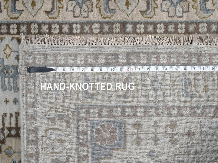 4'3" x 12'0" New Hand Knotted Grey Wool Runner Oriental Rug - MOA10284818