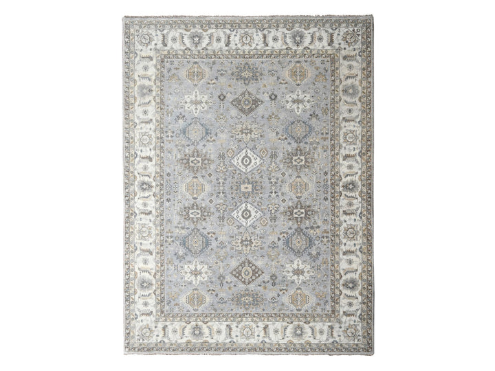9'0" x 11'11" New Hand Knotted Grey Wool Rectangle Oriental Rug - MOA10284821