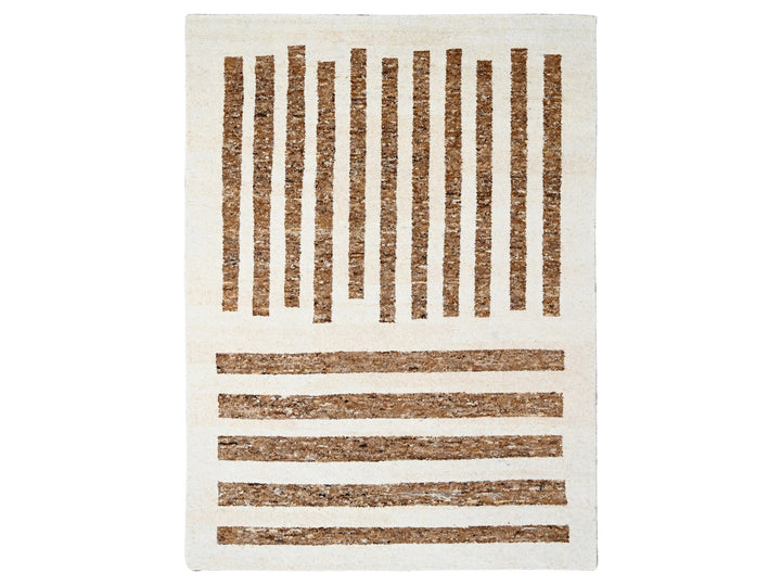 9'0" x 11'10" New Hand Knotted Brown Wool Rectangle Oriental Rug - MOA10284824