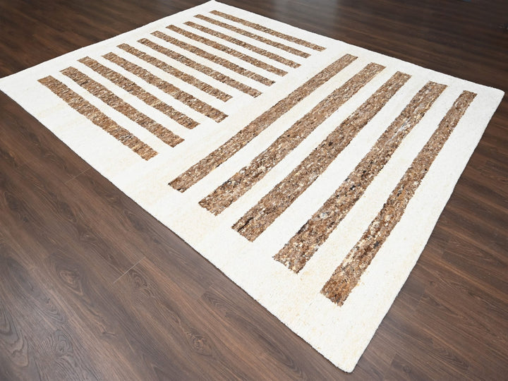 9'0" x 11'10" New Hand Knotted Brown Wool Rectangle Oriental Rug - MOA10284824