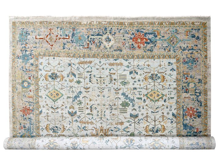 13'10" x 17'10" New Hand Knotted Grey Wool Rectangle Oriental Rug - MOA10284827